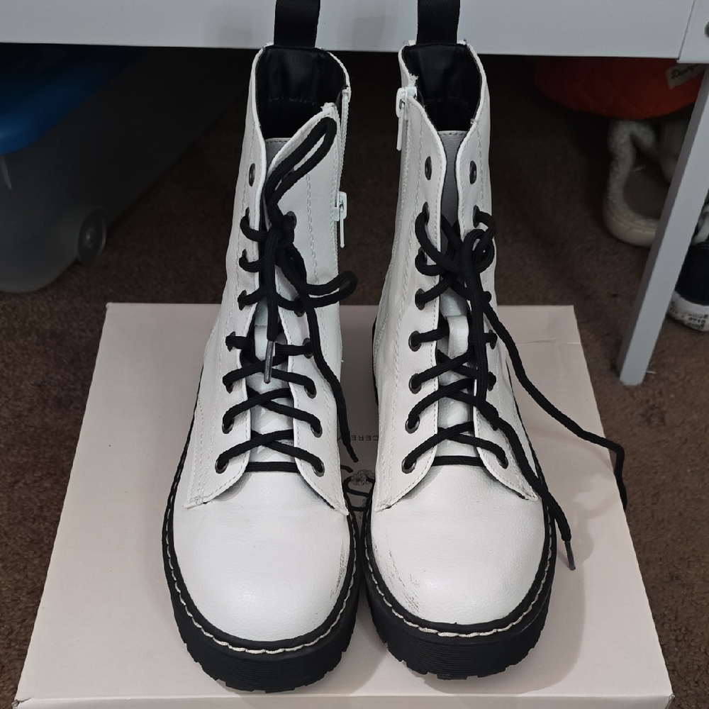 Sincerely Jules White and Black Combat Boots
